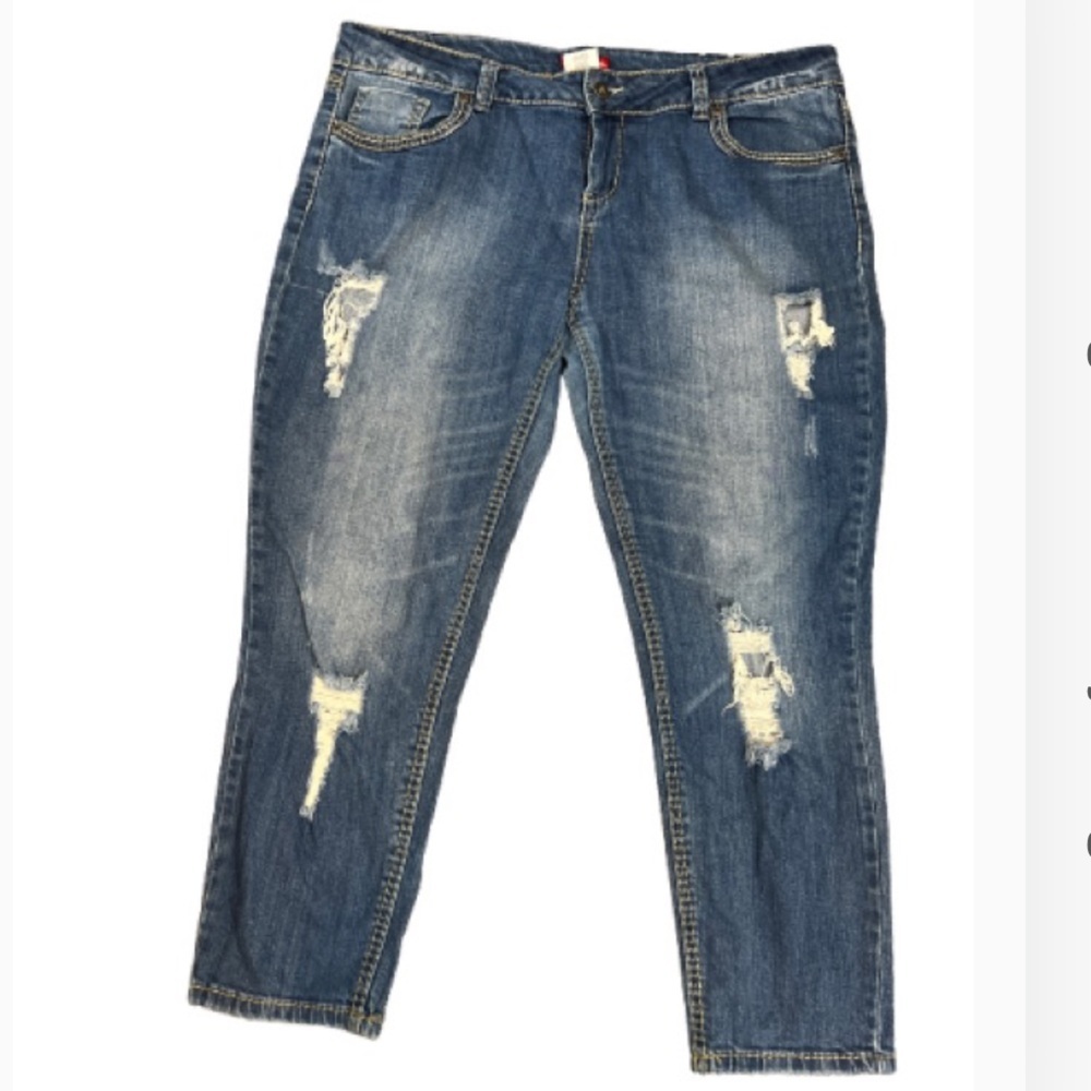 BONGO Blue Straight Leg  Cropped‎  Jeans Plus size